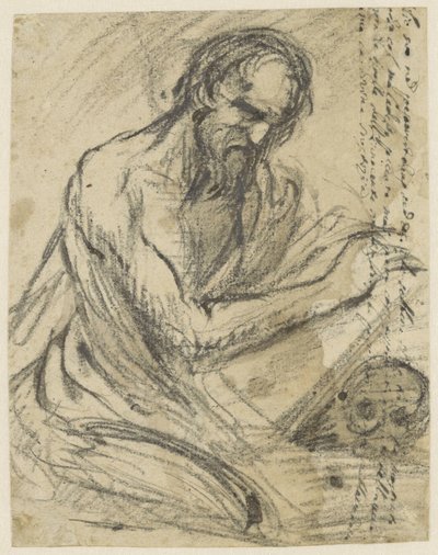 H. Hieronymus, pisząc w księdze, którą trzyma nad czaszką autorstwa Jusepe de Ribera