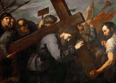 Jesus portant la Croix - Chrystus niosący krzyż - Jose de Ribera (1591-1652). olej na płótnie, ok. 1635. Wymiar: 144x198 cm. Muzeum Historii Sztuki, Wiedeń autorstwa Jusepe de Ribera