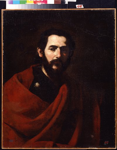 Apostoł Jakub Większy (Apostoł Jakub Wielki). Portret Jakuba de Zebedeusza, jednego z dwunastu uczniów Chrystusa. Obraz Jose de Ribera zwany il Spagnoletto „Hiszpanem” (1591-1652). Olej na płótnie. Sztuka hiszpańska, styl barokowy. R autorstwa Jusepe de Ribera
