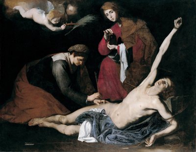 Święty Sebastian uzdrowiony przez Święte Niewiasty - Obraz Jose de Ribera powiedział il Spagnoletto ""Hiszpan" (1591-1652), ok. 1621 autorstwa Jusepe de Ribera