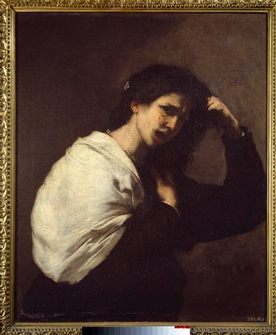 Kobieta wyrywająca włosy Obraz Jose de Ribera dit il Spagnoletto „Hiszpanka”” (1591-1652) autorstwa Jusepe de Ribera