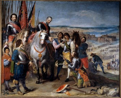 Wojna trzydziestoletnia (1618-1648). Niderlandzki gubernator przekazał klucze markizowi Balbases, Ambrosio de Spinola (1569-1630), który w 1622 r. zagarnął Juliersa. Obraz Jusepe Leonardo (1601-1656) autorstwa Jusepe or Jose (c.1605 1656) Leonardo
