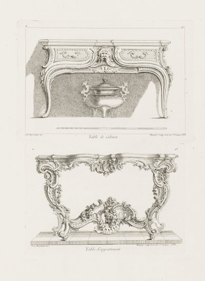 Table de Cabinet., VI płyta (Studium na stół), pl. 47 w Oeuvre autorstwa Juste Aurèle Meissonnier