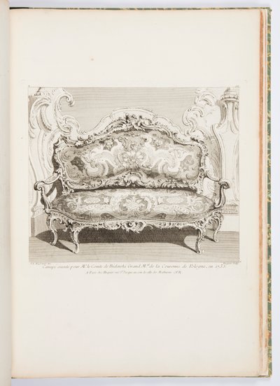 Kanapa wykonana dla hrabiego Bielińskiego Wielkiego Mała Korony Polskiej, w 1735r.; Sofa wykonana dla hrabiego Bielińskiego w 1735 r., IV płyta autorstwa Juste Aurèle Meissonnier