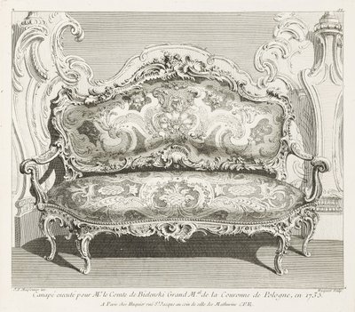 Sofa wykonana dla hrabiego Bielińskiego wielkiego mistrza Korony Polskiej w 1735 r.; Sofa wykonana dla hrabiego Bielińskiego w 1735 r., 4. płyta autorstwa Juste Aurèle Meissonnier