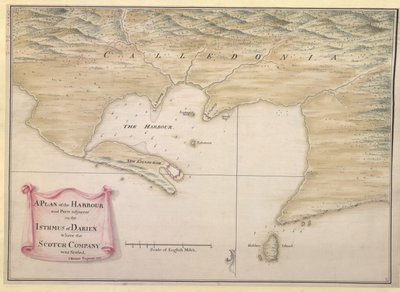 PLAN PORTU i części przyległych na ISTHMUS of DARIEN, gdzie osiedliła się SCOTCH COMPANY. / I. Watson: Inżynier: 1743. autorstwa Justly Watson