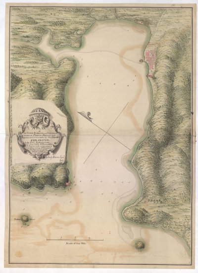 PLAN MIASTA. HARBOUR and FORTIFICATIONS of PORTO BELLO. jak się wydaje od czasu przejęcia go przez adm: VERNON / By Justly Watson; Enginr: 1742. autorstwa Justly Watson
