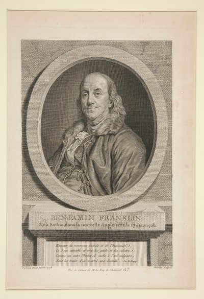 Benjamin Franklin, urodzony w Bostonie w Nowej Anglii, 17 stycznia 1706 r. autorstwa Justus Chevillet