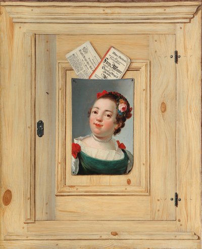Trompe loeil z portretem młodej kobiety, 1755. autorstwa Justus Juncker