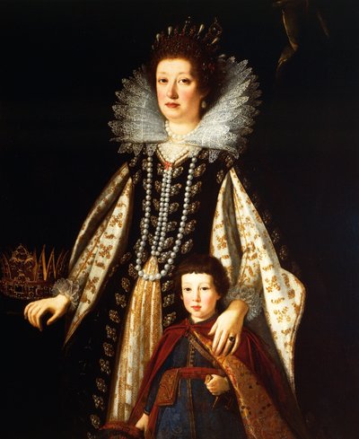 Portret arcyksiężnej Marii Magdaleny Austrii z synem Ferdynandem II autorstwa Justus Sustermans