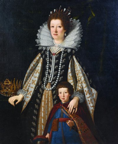 Portret Marii Magdaleny Austriaczki i jej syna Ferdynanda w stroju polskim autorstwa Justus Sustermans