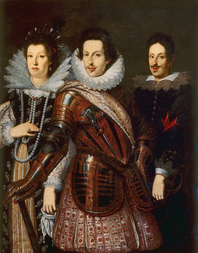 Portret Marii Madeleine z Austrii, Cosimo II i Ferdynanda II de Medici, ok. 1640 autorstwa Justus Sustermans