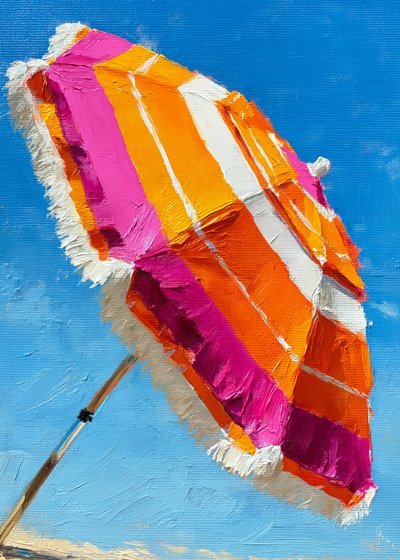 Kolorowy parasol plażowy autorstwa Justyna Jaszke