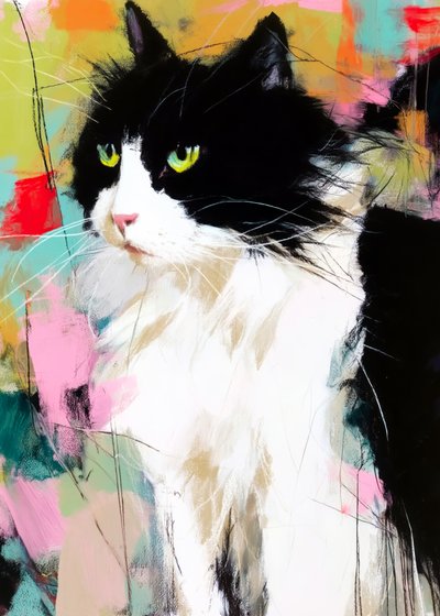 Kolorowy portret kota autorstwa Justyna Jaszke