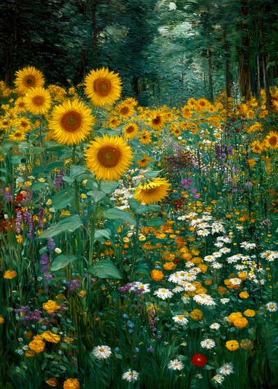 Złoty słonecznik na skraju lasu autorstwa Justyna Jaszke