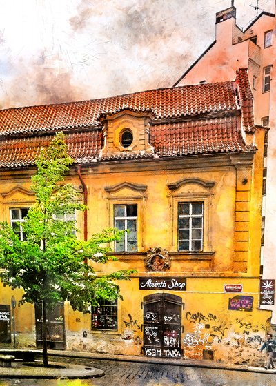 Zabytkowy budynek sklepu z absyntem autorstwa Justyna Jaszke