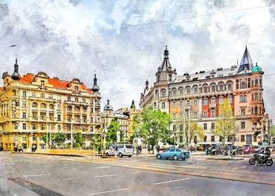 Zabytkowa ulica europejskiego miasta autorstwa Justyna Jaszke