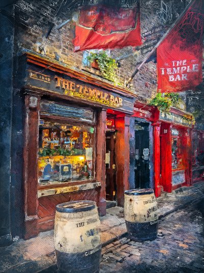 Noc w dzielnicy Temple Bar w Dublinie autorstwa Justyna Jaszke
