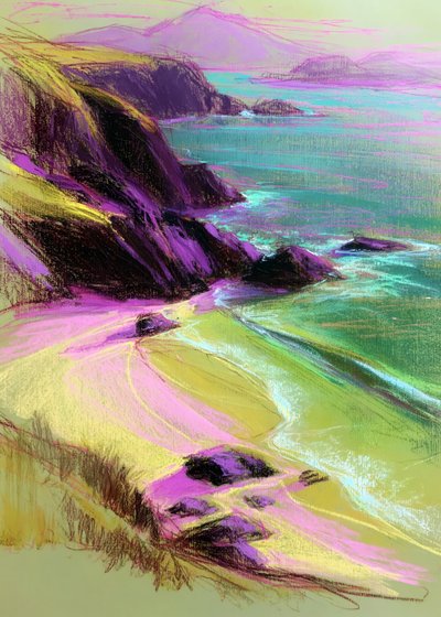 Tętniąca życiem plaża Cliffside autorstwa Justyna Jaszke