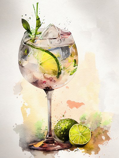Gin z tonikiem „Watercolor” autorstwa Justyna Jaszke