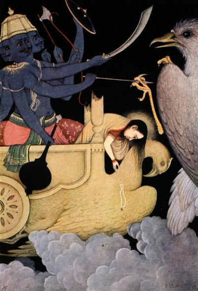 Walka Rawany z Jatayu, 1913. autorstwa K Venkatappa