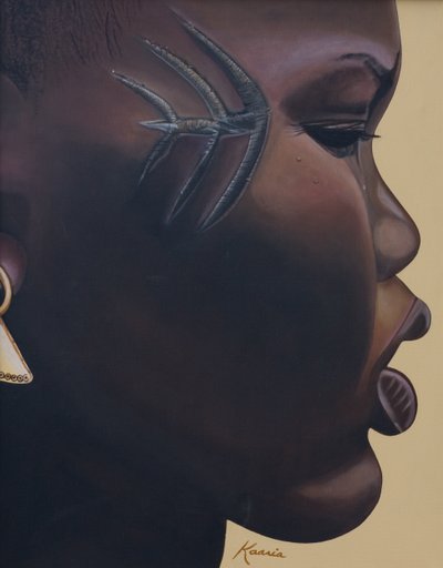 Tribal Mark, 2007 (olej i akryl na płótnie) autorstwa Kaaria Mucherera