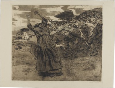 Wojna chłopska, plansza 5: Wybuch autorstwa Käthe Kollwitz