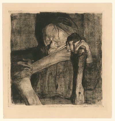 Podczas młócenia (arkusz 3 z „Bauernkrieg”, 5. wersja) autorstwa Käthe Kollwitz
