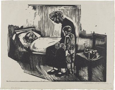 Wizyta w szpitalu (arkusz 4 z: Die Schaffenden, 7. rocznik, 2. teka) autorstwa Käthe Kollwitz