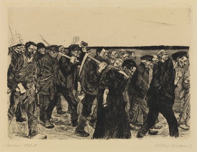 Powstanie tkaczy - pociąg tkaczy autorstwa Käthe Kollwitz