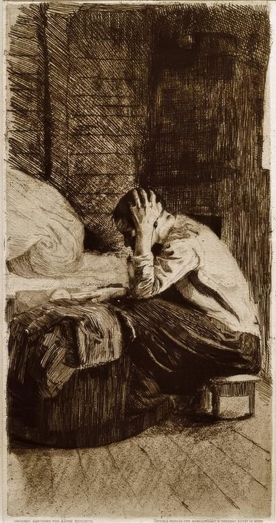 Kobieta przy kołysce autorstwa Käthe Kollwitz