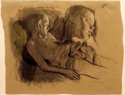 K. Kollwitz, Śpiące dziecko i głowa dziecka autorstwa Käthe Kollwitz