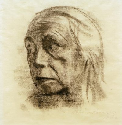 Autoportret w widoku trzech czwartych po lewej stronie autorstwa Käthe Kollwitz
