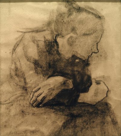 Siedząca pracownica autorstwa Käthe Kollwitz