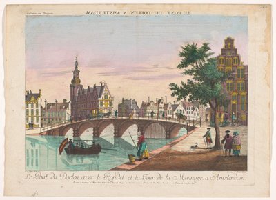 Widok na Doelenbrug nad Amstel w Amsterdamie Le Pont du Doelen a Amsterdam (tytuł na obiekcie) autorstwa Kaiserlich Franziskische Akademie