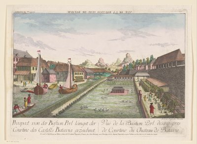 Widok na narożny bastion Parel, część zamku Batavia Prospect von der Bastion Perl längst der Courtine des Castells Batavia gezeichnet (tytuł na obiekcie) autorstwa Kaiserlich Franziskische Akademie