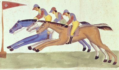 Wyścigi konne w Bengalu, c.1830 autorstwa Kalighat School