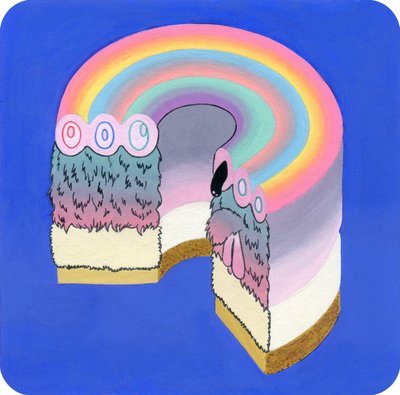 Fuzzcake, 2017 (technika mieszana na papierze) autorstwa Kam Tsz