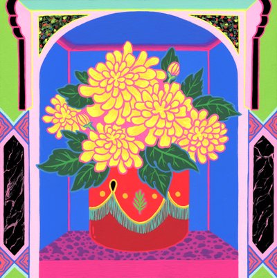 Marigold, 2020 (akryl na desce) autorstwa Kam Tsz