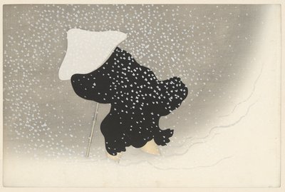 Wirujący śnieg, 1909 (drewnodruk) autorstwa Kamisaka Sekka