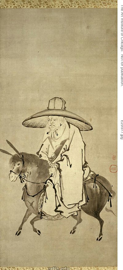Poeta Du Fu jadący na ośle autorstwa Kanô Shigenobu