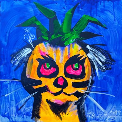 Kolorowy kot-ananas autorstwa Kanat Ibragimov