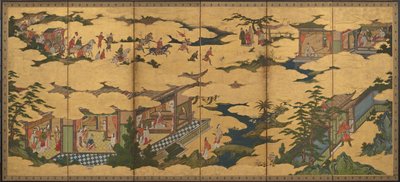 Sceny z życia cesarza Ming Huang i Yang Guifei, okres Momoyama, koniec 16-początek 17t autorstwa Kano Mitsunobu