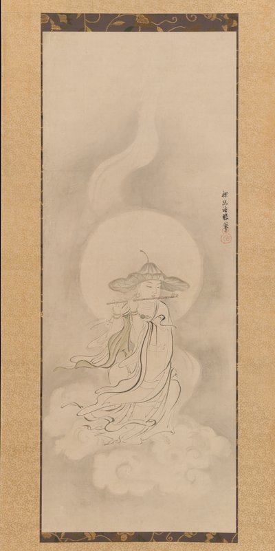 Jizo Bosatsu grający na flecie, połowa XVII wieku. autorstwa Kanō Tan’yū