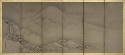 Mount Fuji i Matsubara Point, ekrany autorstwa Kano Tanyu