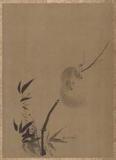 Wiewiórka na Bambusie, ca. 1650. autorstwa Kanō Tan’yū