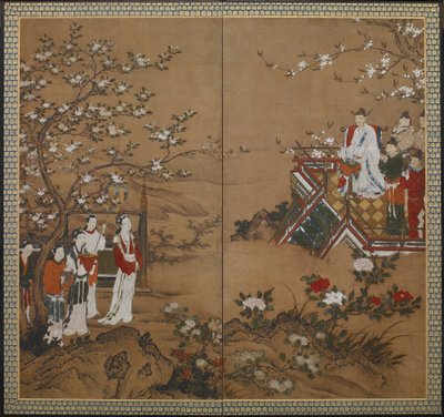 chiński cesarz Ming Huang i yang Ku EI-non autorstwa Kano school