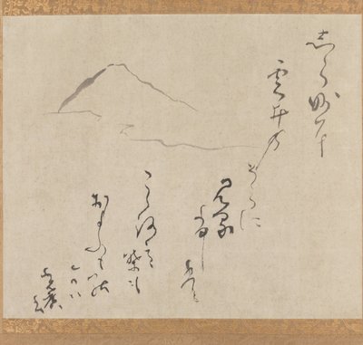 Góra Fuji, koniec XVI-połowa XVII wieku (tusz na papierze) autorstwa Karasumaru Mitsuhiro