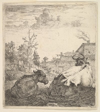 Krowa i Cielę, XVII wiek. autorstwa Karel Du Jardin