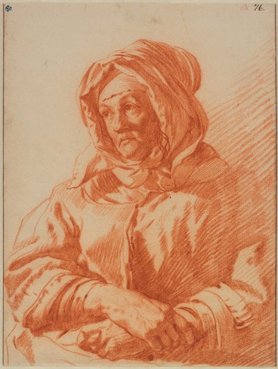 Porträt einer älteren Frau mit Kopftuch autorstwa Karel Dujardin